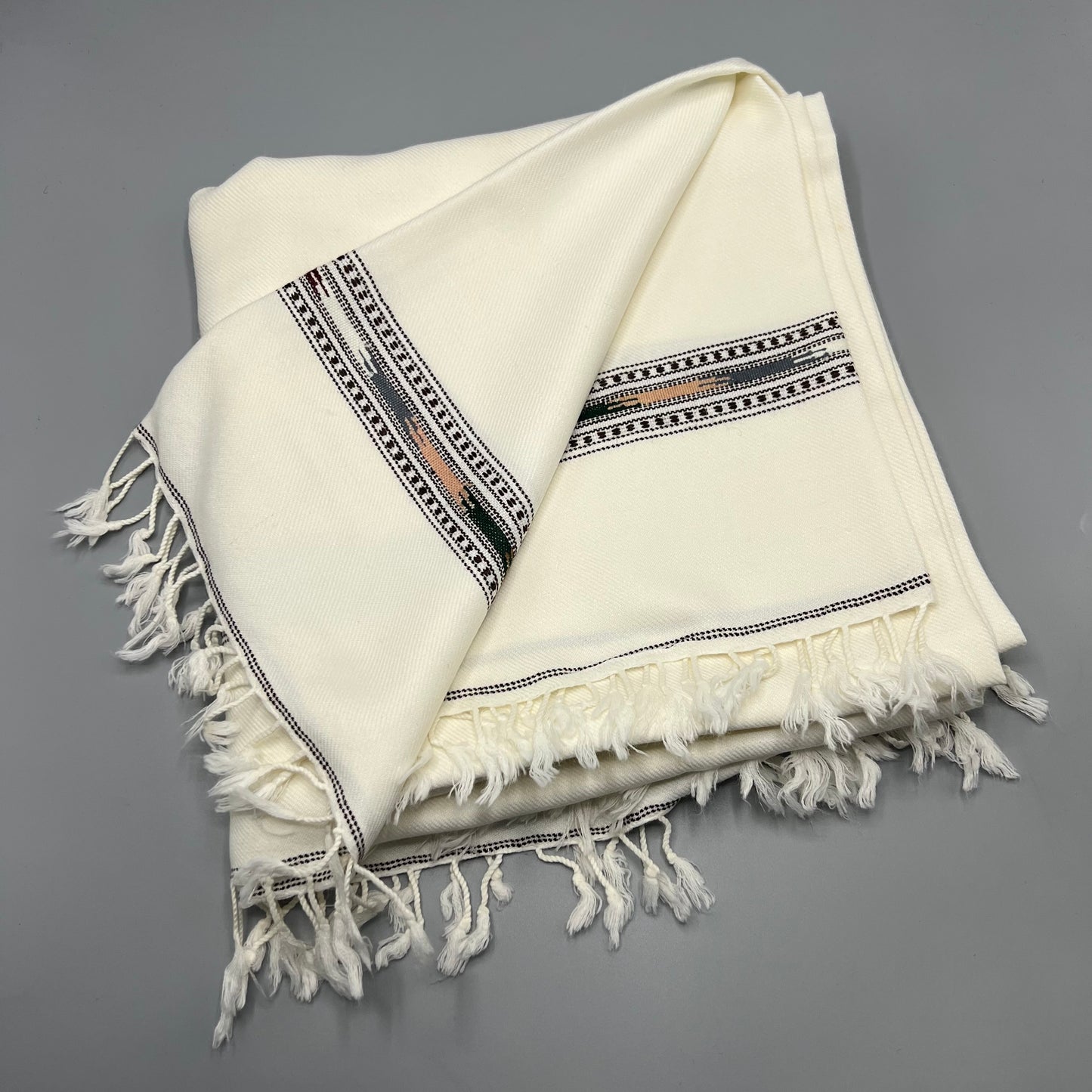 Handmade Woolen Shawl For Men - Off white