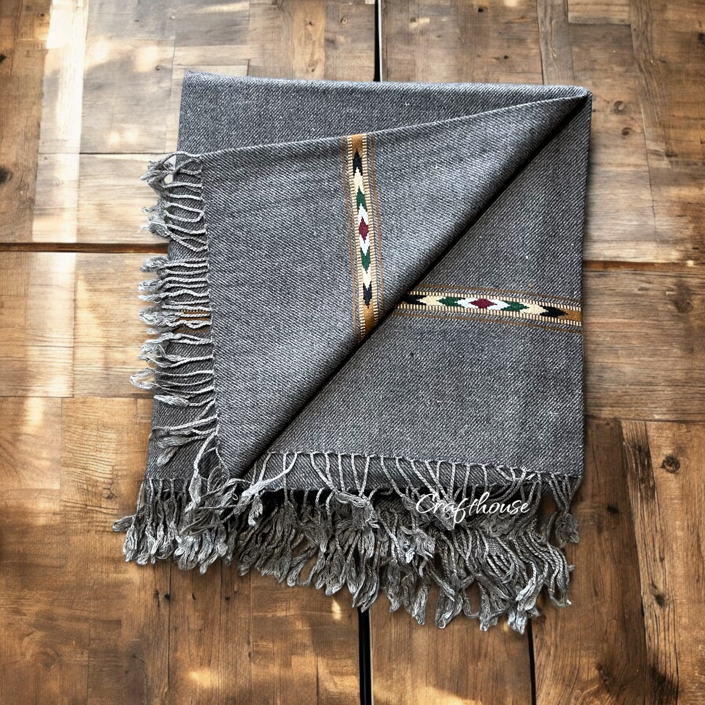 Pure Lambswool Shawl for Men - Dark Grey