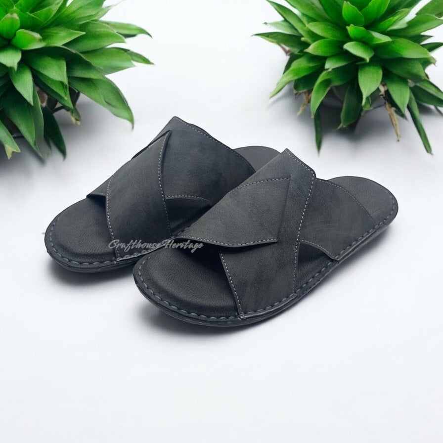 Handmade Grey Men slipper soft padded waterproof