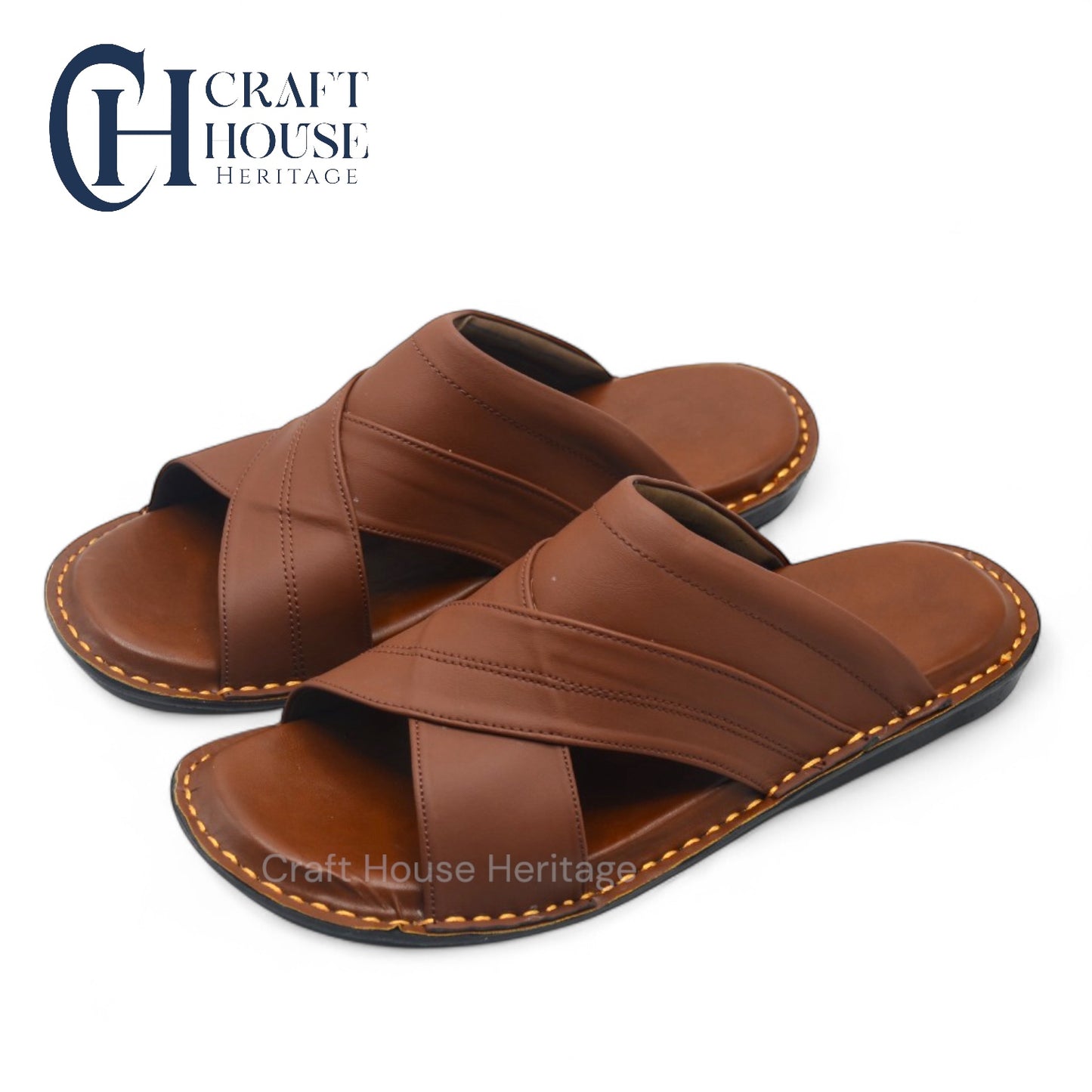 Handmade Soft Padded Medicated Slippers for Men – D3-Brown
