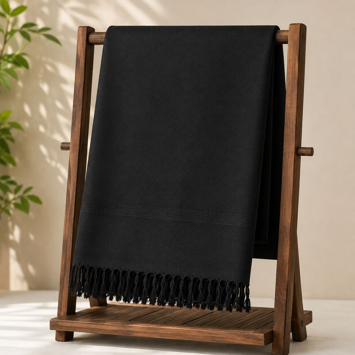 Premium Black Australian Wool Shawl for Men β Simple Border- SH-22