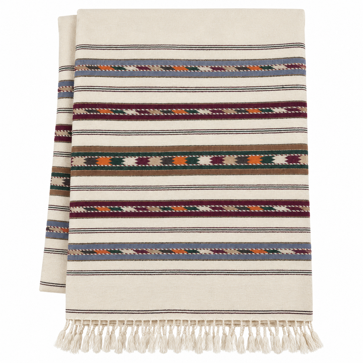 Pure 100% Wool 5-Border Shawl for Men – White | Handloom Winter Shawl SH-32