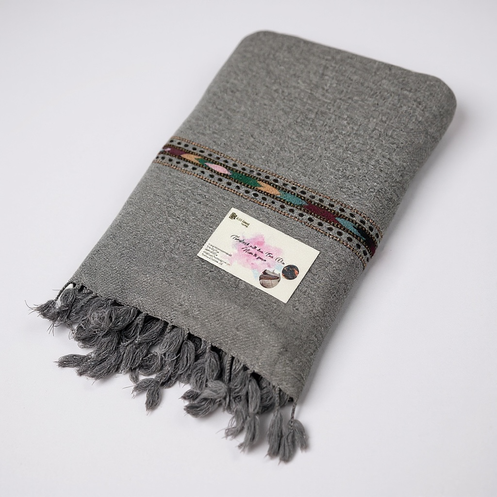 Handmade Pure Lambswool Shawl For Men - Grey