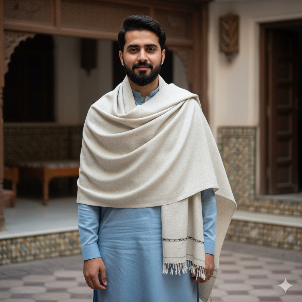 Handmasw swat islampur pure wool shawl for men in double shade color