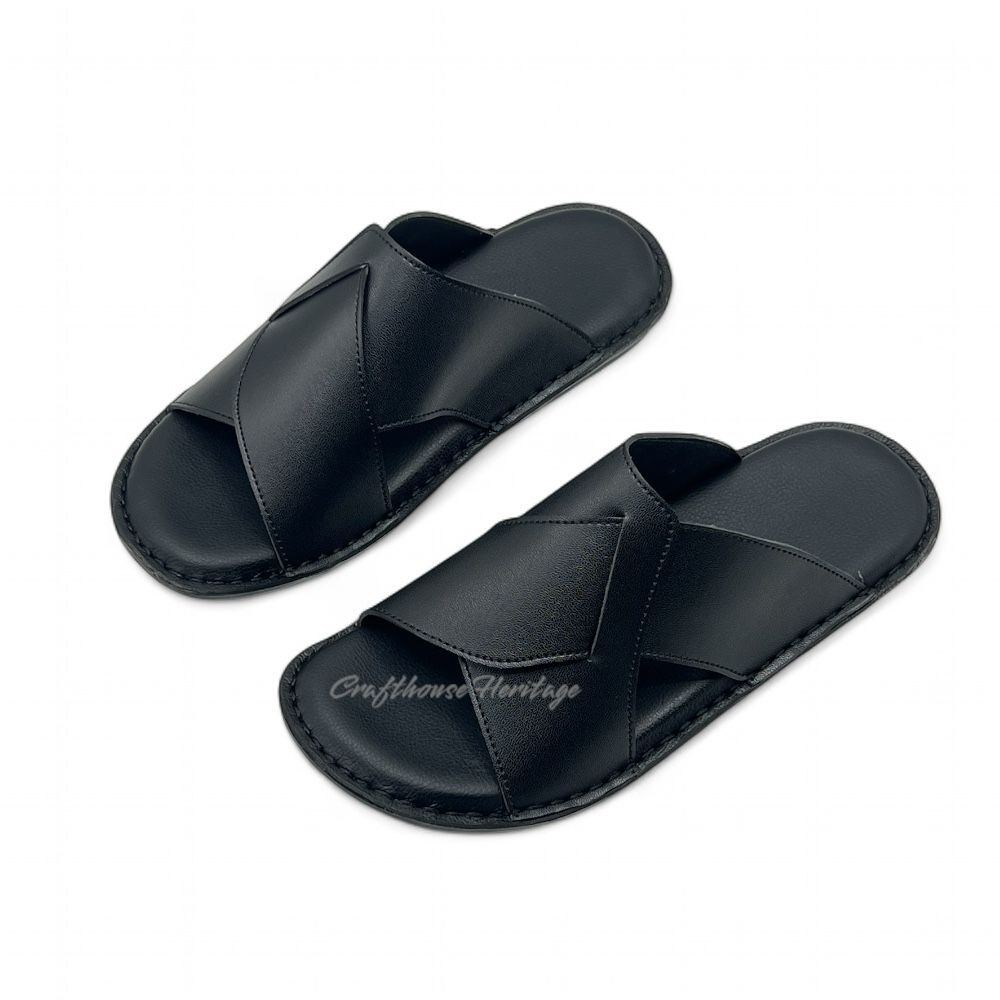 Handmade Soft Sole Slippers For Men - LB Black