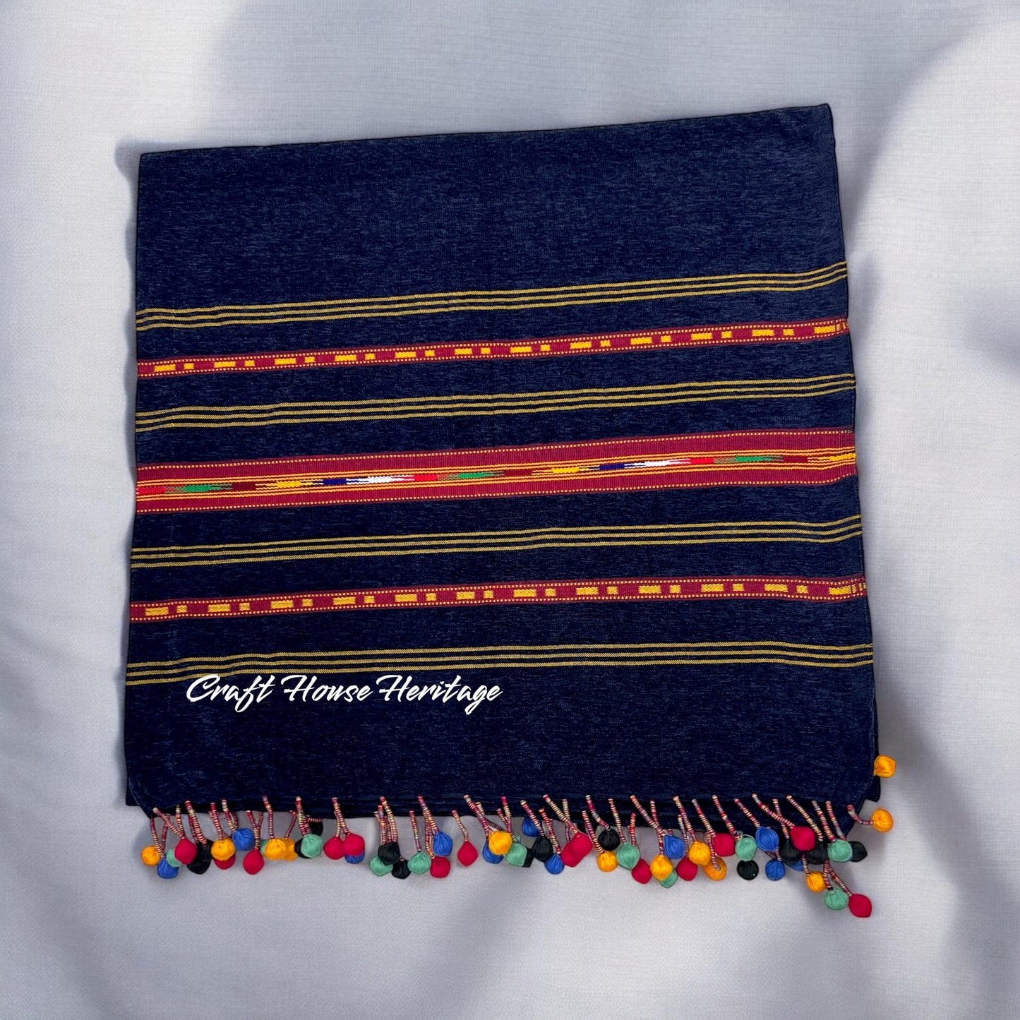 Handmade shawl for Men Stylish shawl triborder - blue