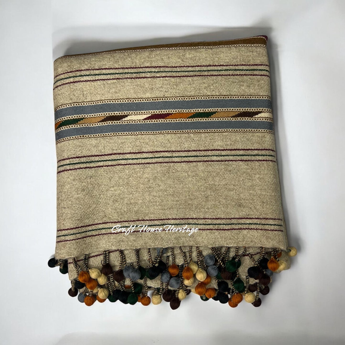 Handmade Wadera style 3 border woolen shawl for Men