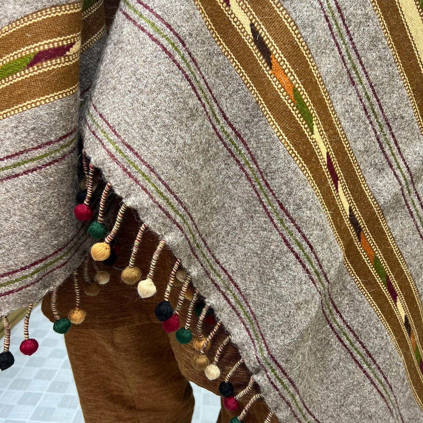 Handmade Wadera style 3 border woolen shawl for Men