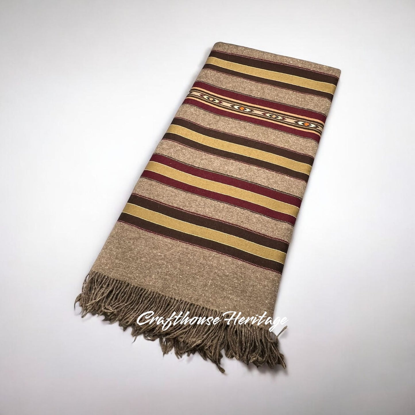 Pasham Wool Shawl of Himalayas with multi borders for Men