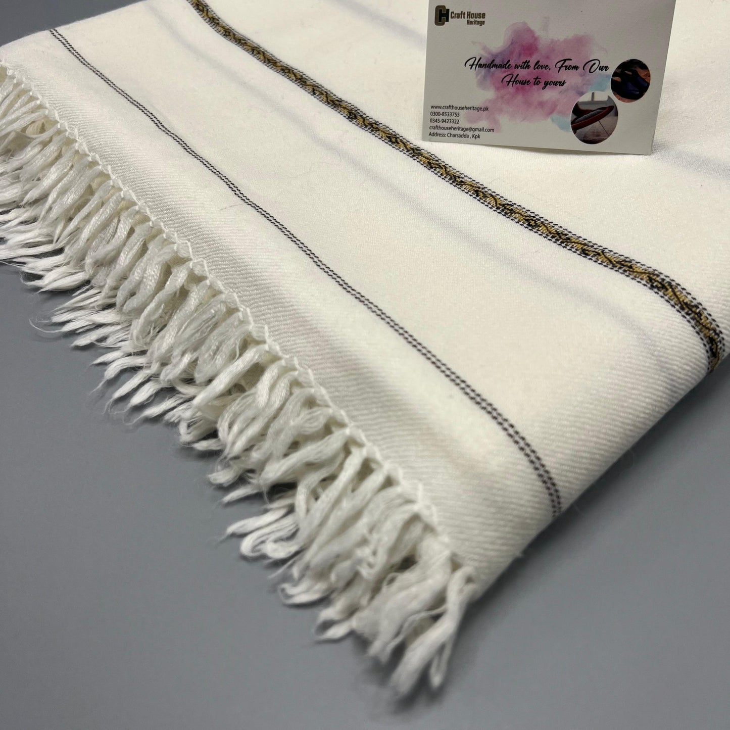 Pure Wool Shawl for Men Swat islampur woolen Shawl - Off white