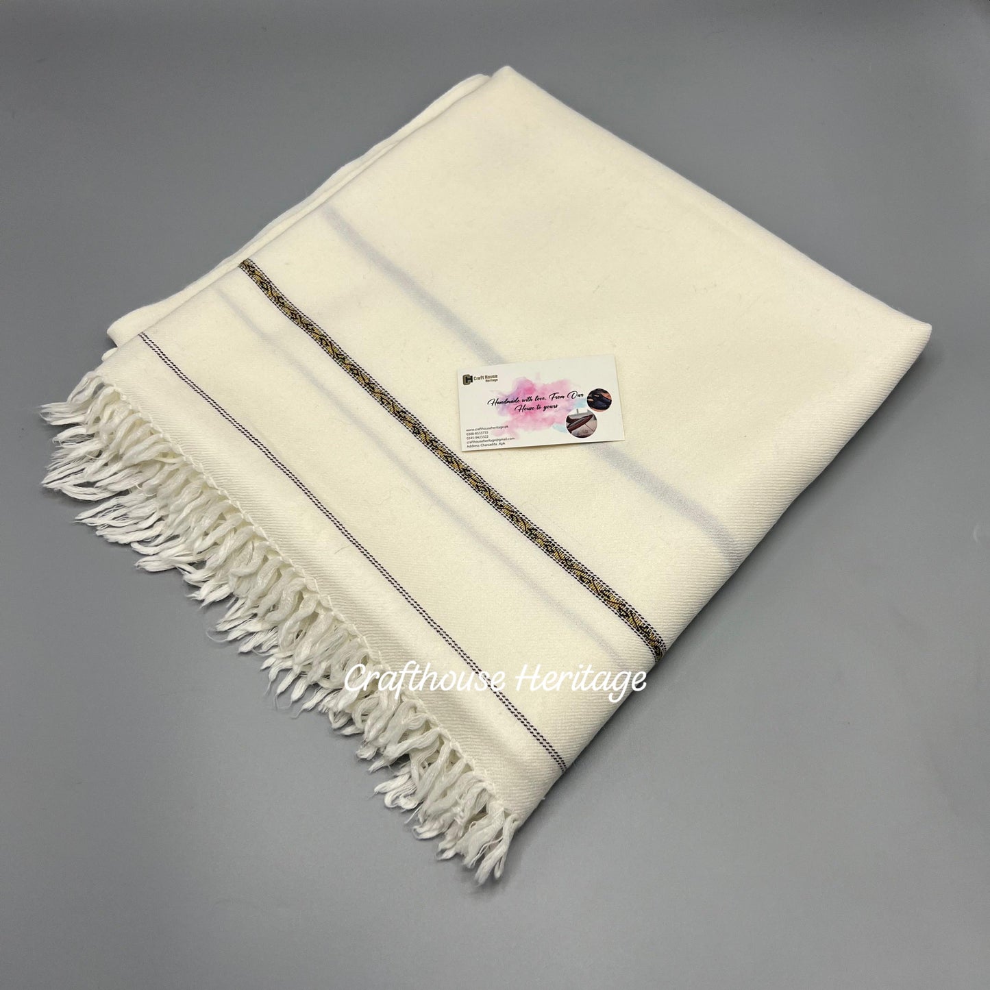 Pure Wool Shawl for Men Swat islampur woolen Shawl - Off white