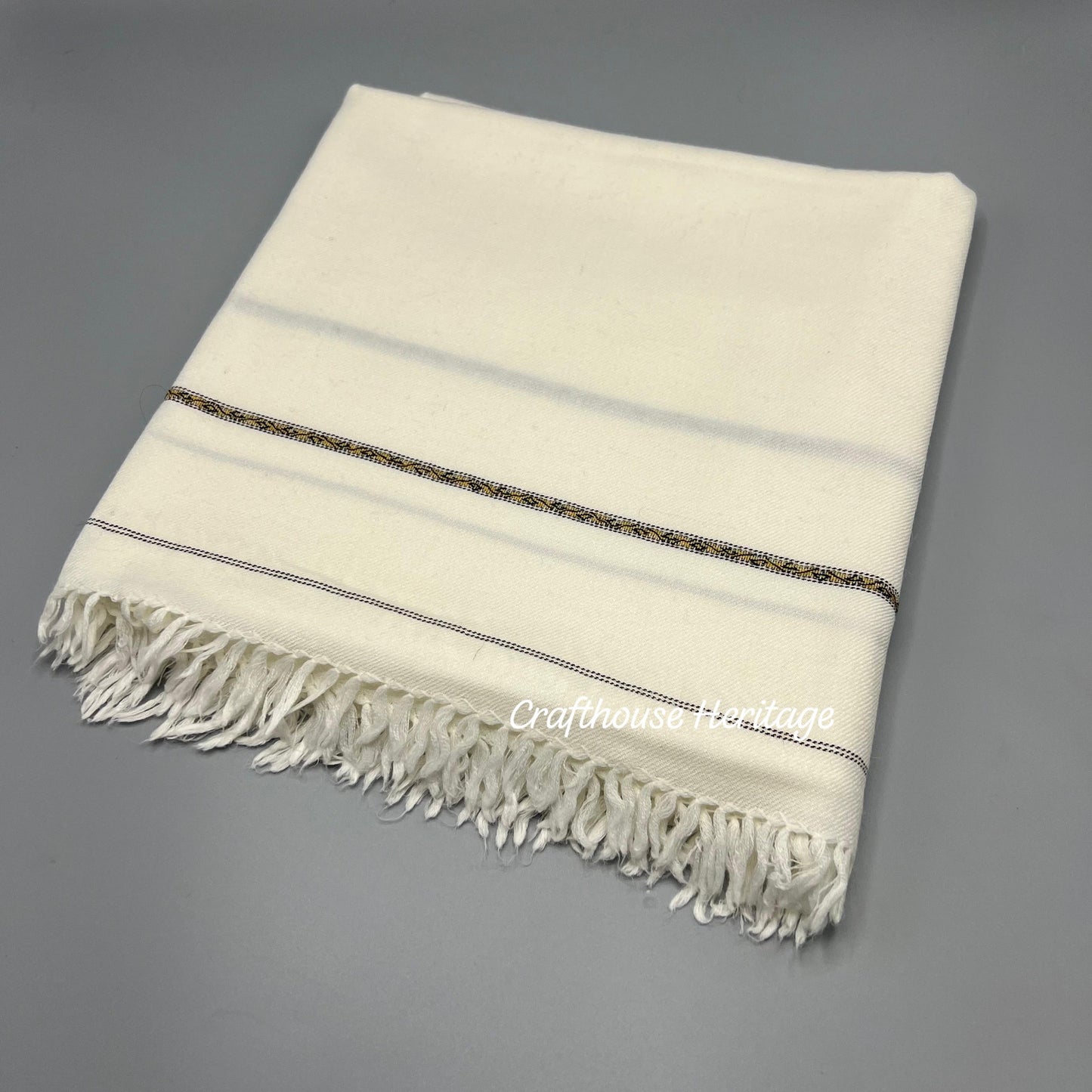 Pure Wool Shawl for Men Swat islampur woolen Shawl - Off white