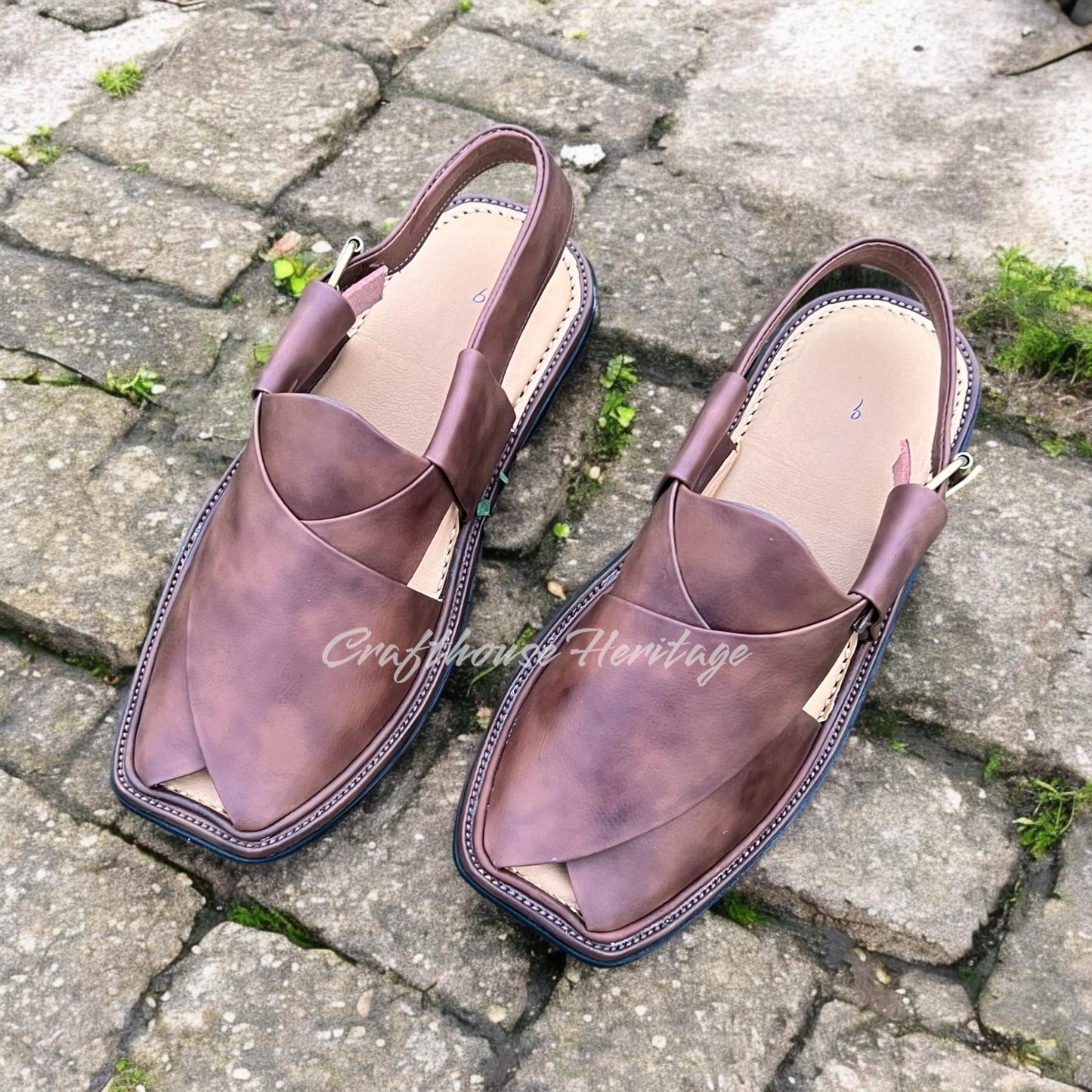 Handmade Smart Zalmi double shade leather chappal for men