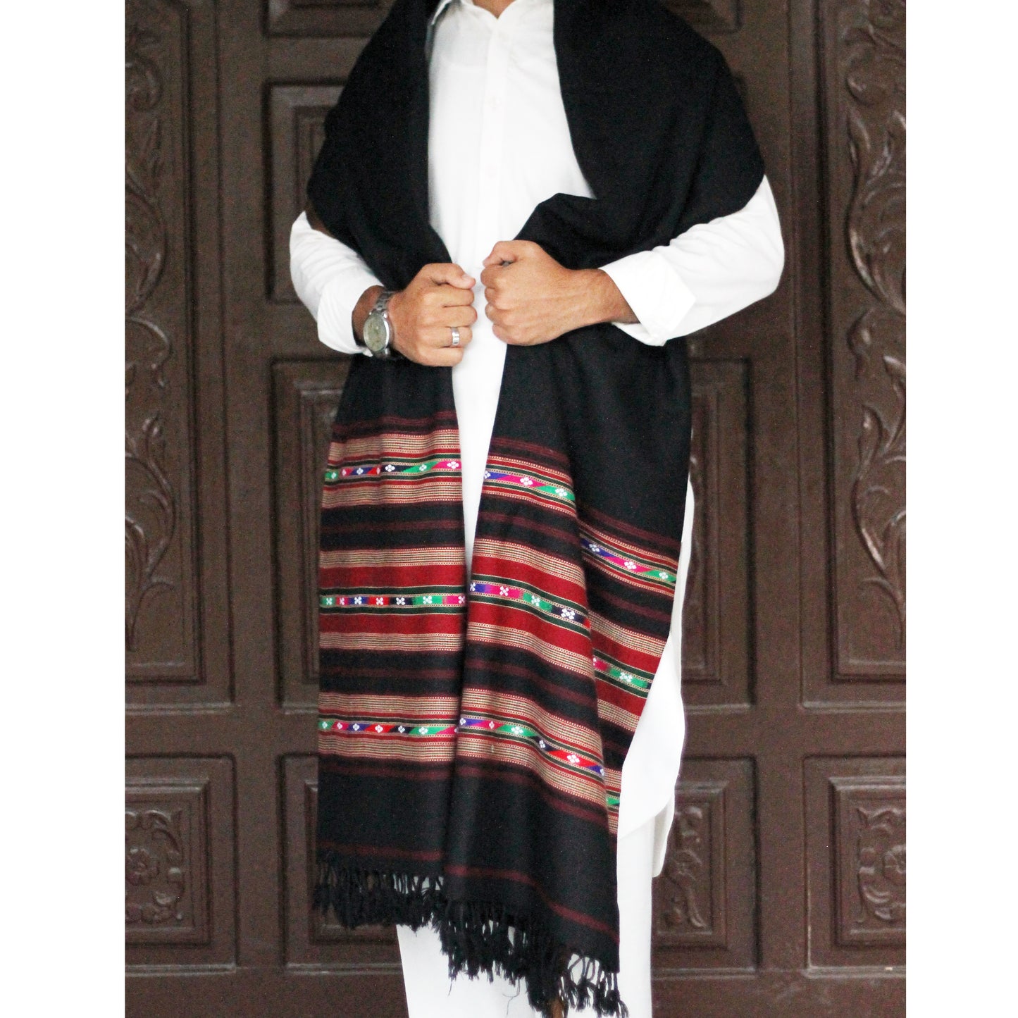 Handmade Shawl For Gents wadera style shawl black color