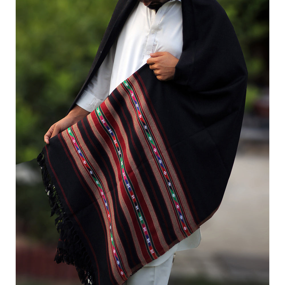 Handmade Shawl For Gents wadera style shawl black color
