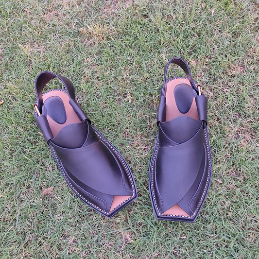 Handmade Zalmi Style Peshawari Chappal - Genuine Leather with Soft Sole