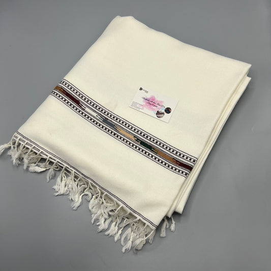 Handmade Woolen Shawl For Men - Off white
