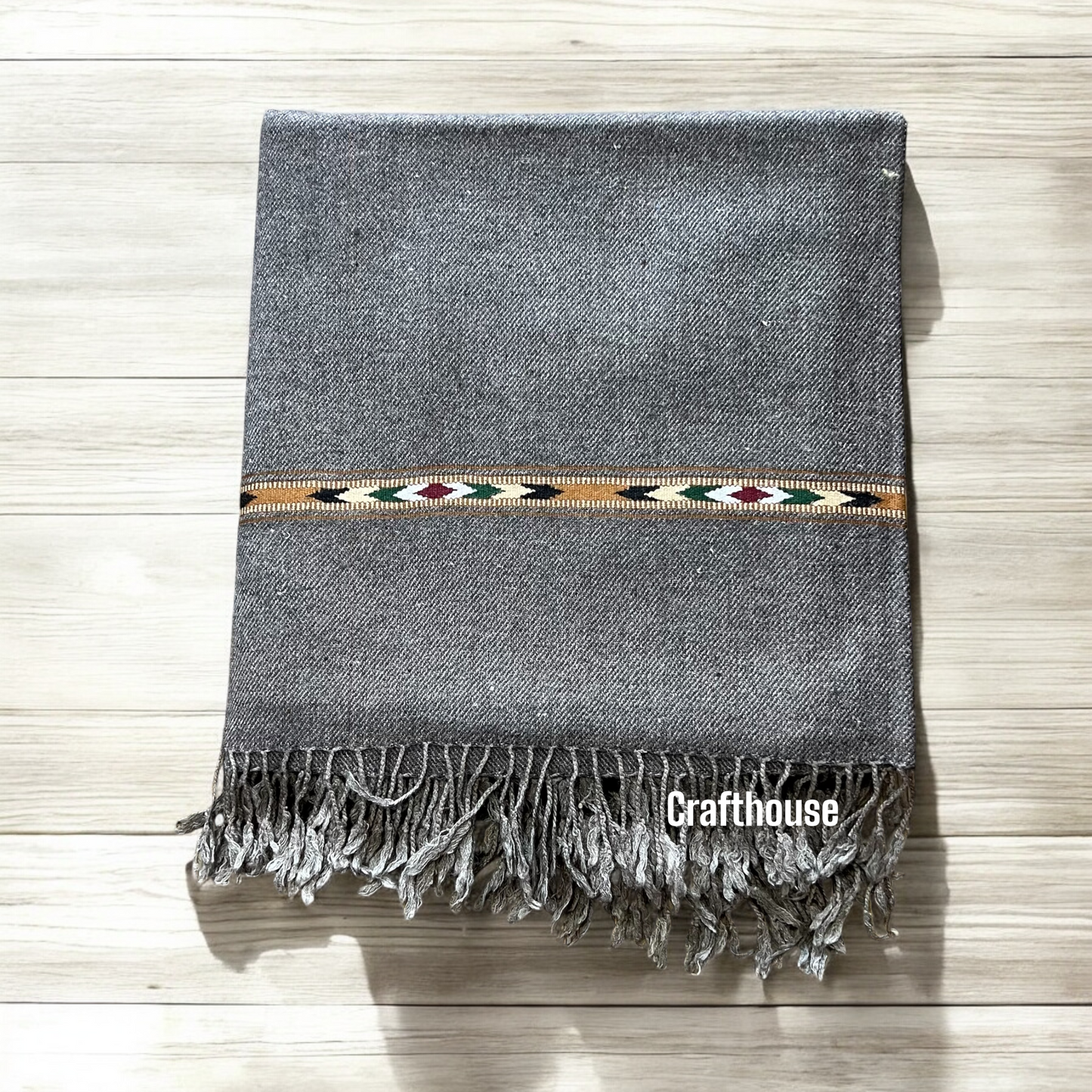 Pure Lambswool Shawl for Men - Dark Grey