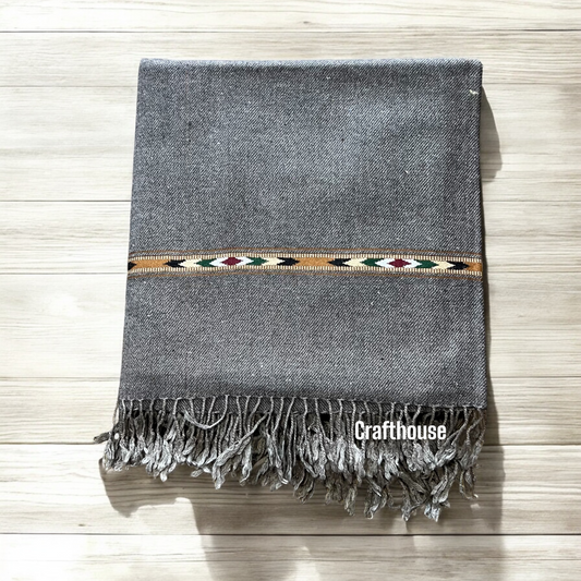Pure Lambswool Shawl for Men - Dark Grey