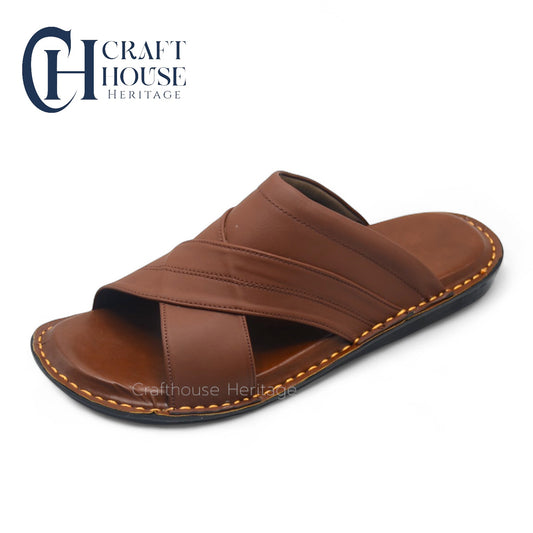 Handmade Soft Padded Medicated Slippers for Men – D3-Brown