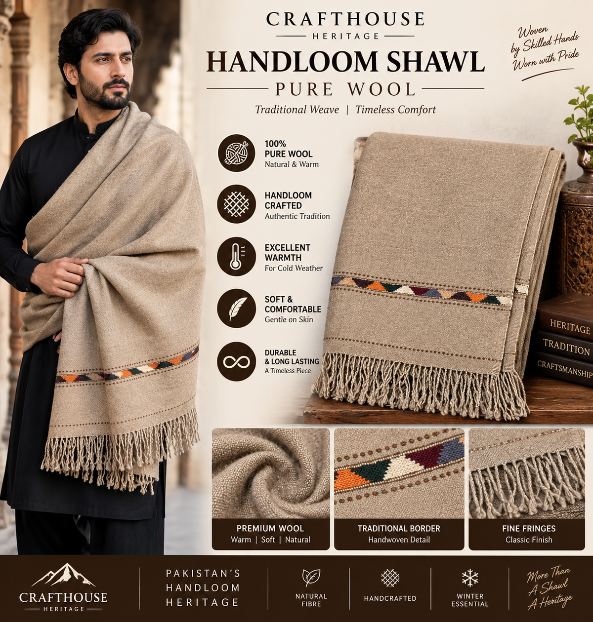 Pure Australian Wool Shawl for men - SH-10