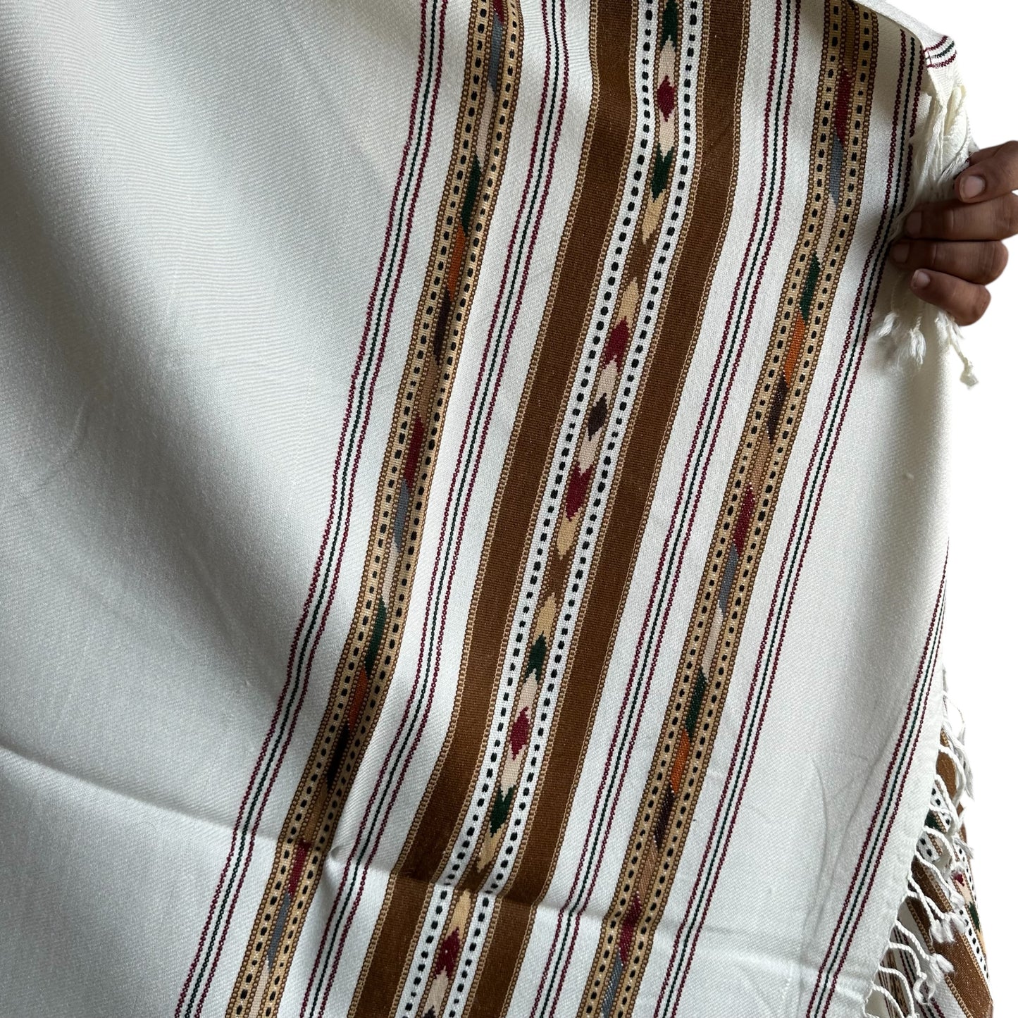 Handmade Swati Wool shawl for Men - Off white