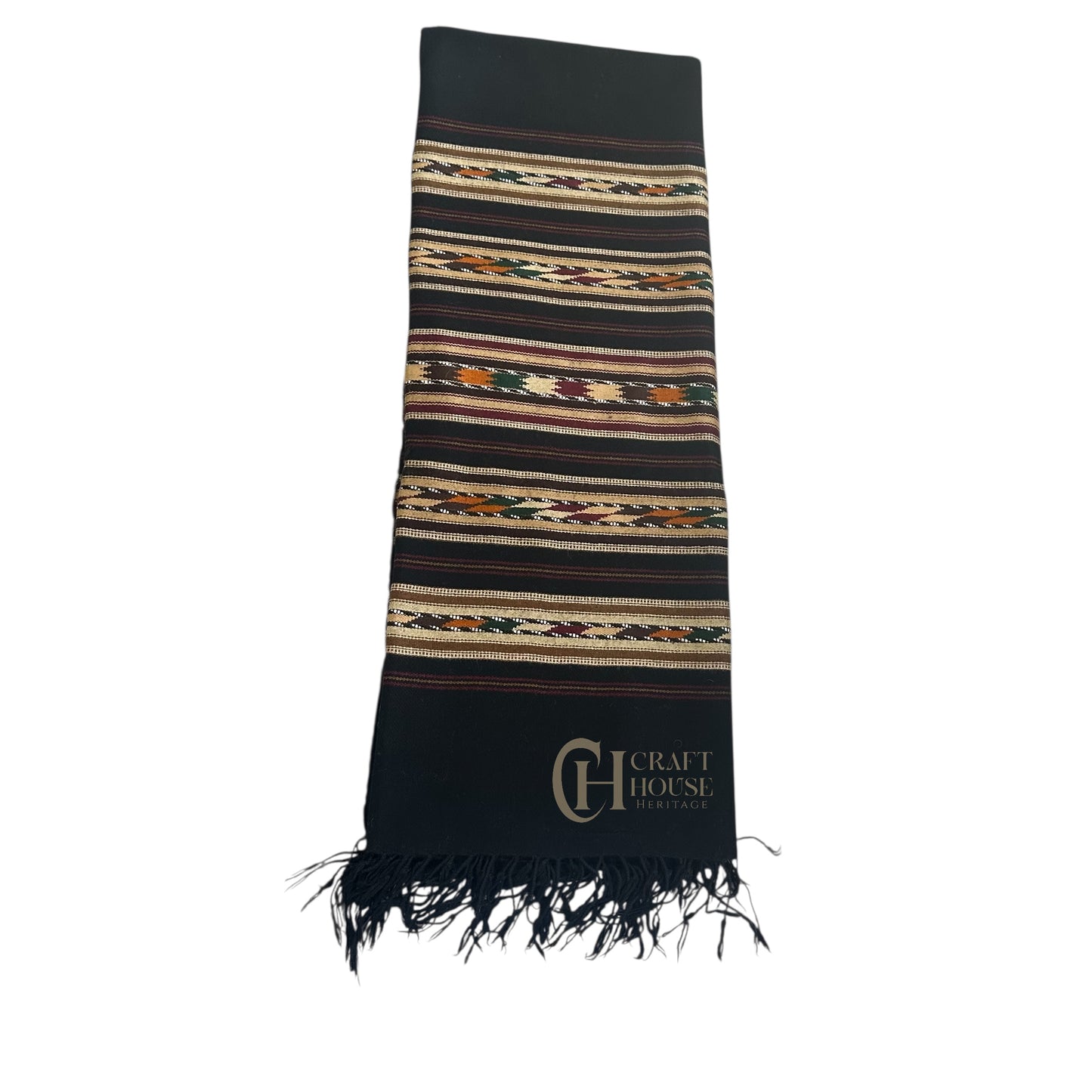 Handmade pure wool 5 border black shawl for men