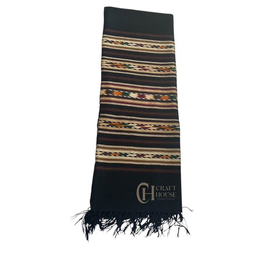 Handmade pure wool 5 border black shawl for men