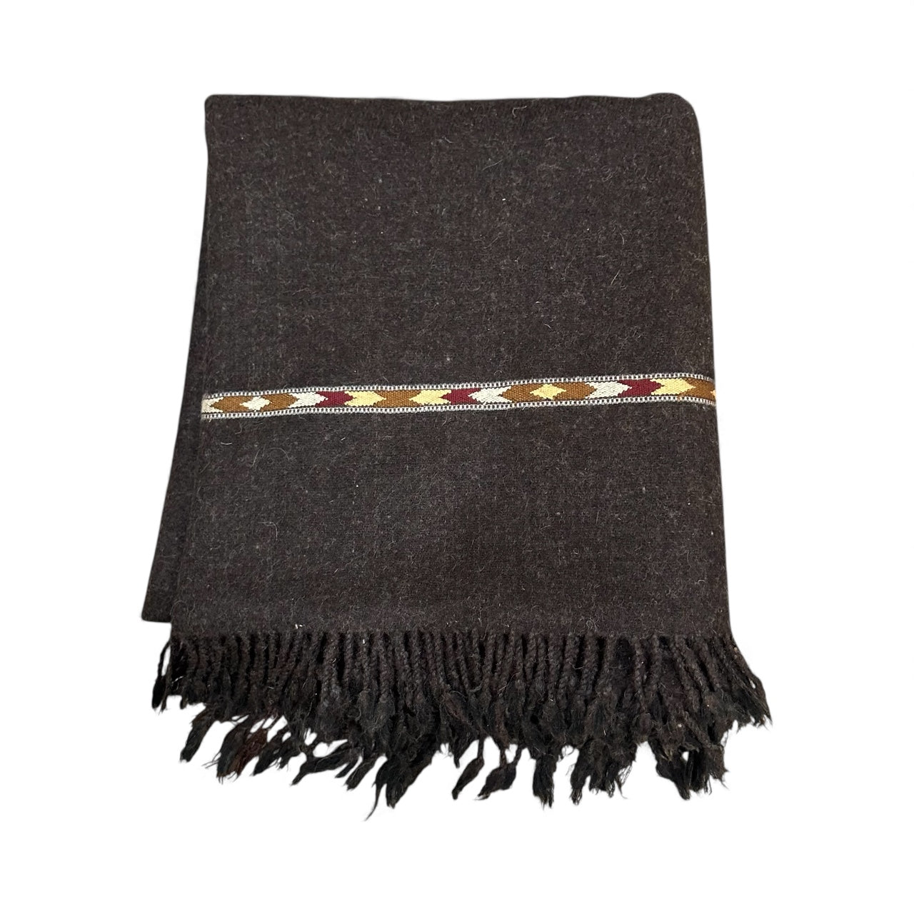 Handmade pure wool shawl for Men dark brown