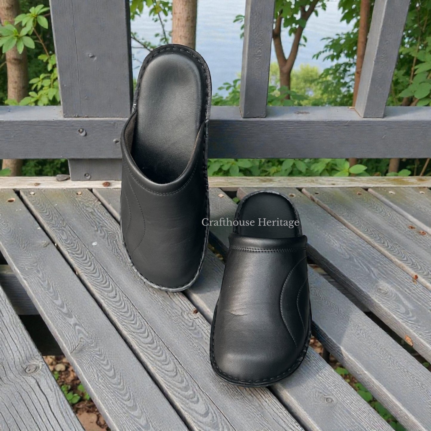 Handmade medicated soft slippers for men -D6 Black