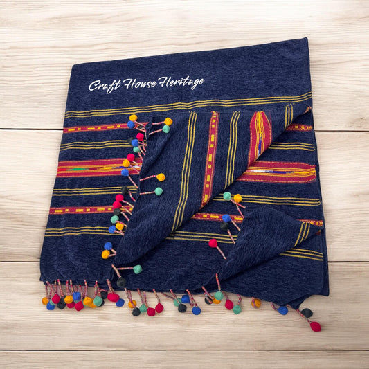 Handmade shawl for Men Stylish shawl triborder - blue