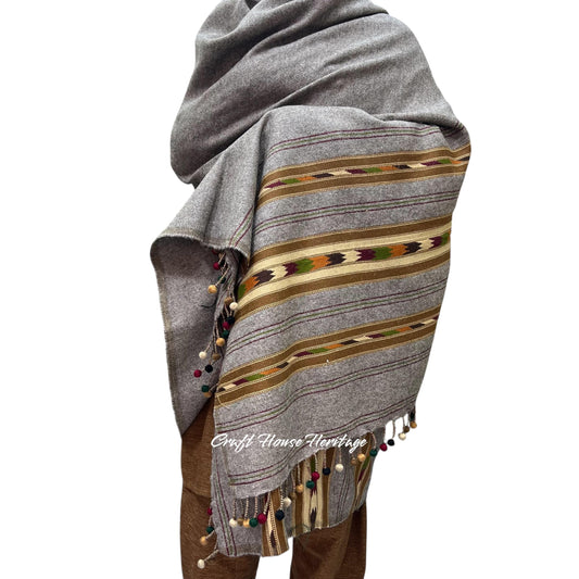 Handmade Wadera style 3 border woolen shawl for Men