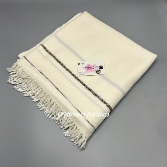 Pure Wool Shawl for Men Swat islampur woolen Shawl - Off white