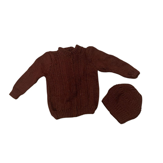 Handmade sweater wool sweater with cap for baby - 06 to 08 months baby
