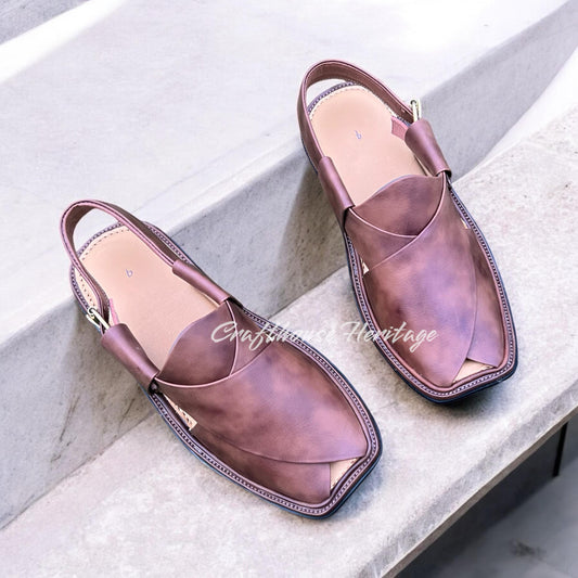 Handmade Smart Zalmi double shade leather chappal for men