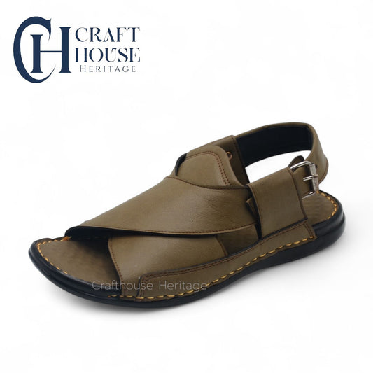 Handmade Latest Design Peshawari chappal - D4 Mehendi color