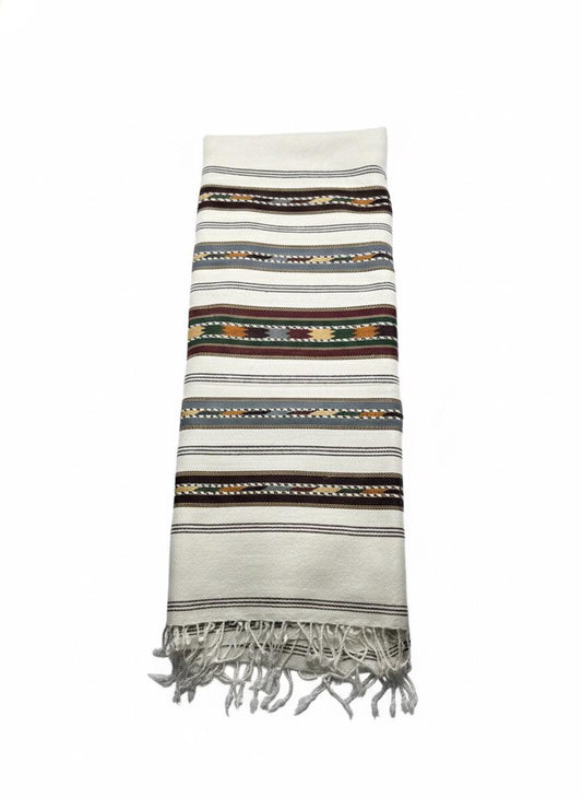 Handmade Wadhera Style Woolen Shawl for Men – Off White, 5-Border Design (1.5x3 Yards)