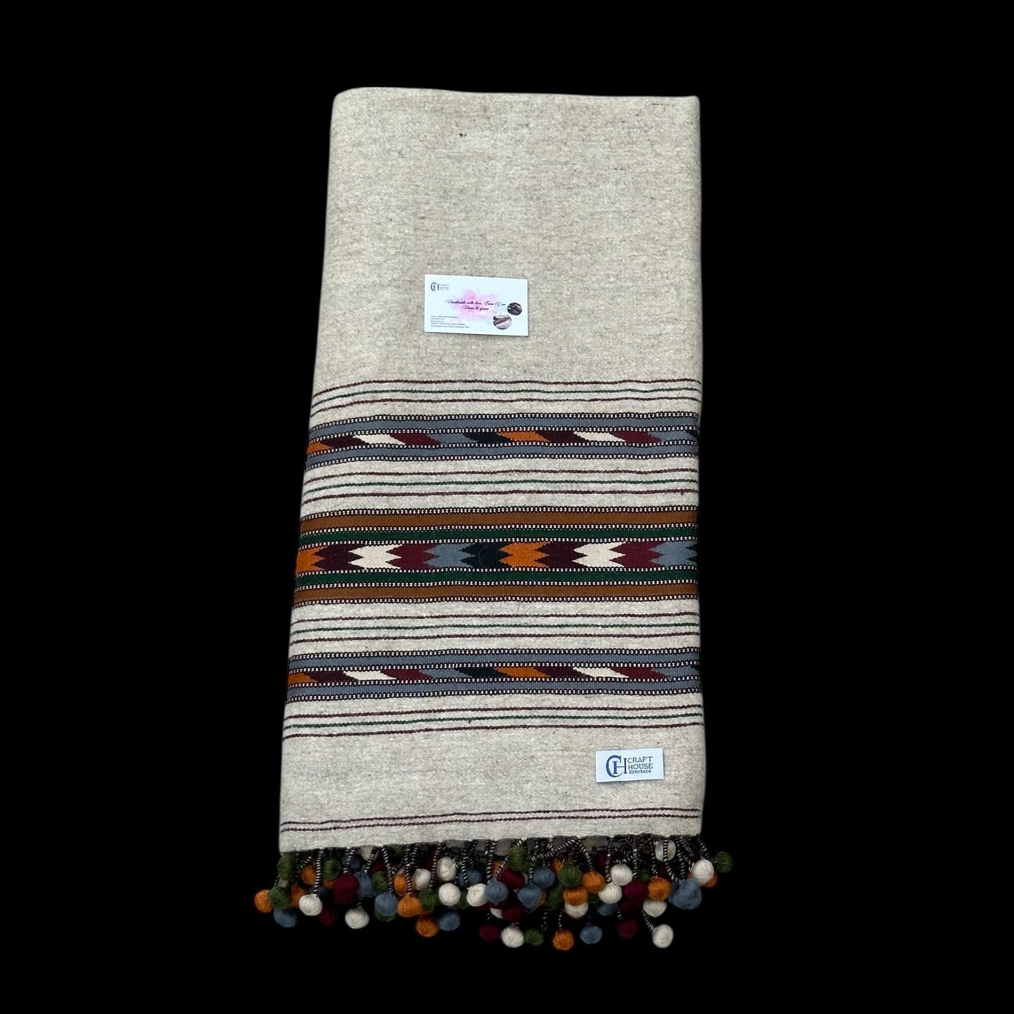 Handmade Wadera Style Wool Shawl for Men – Balls Design | Three Borders Design
