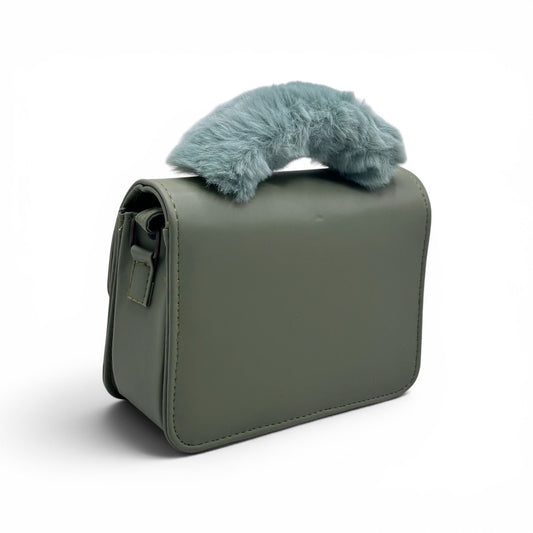 Noor Blossom Fur Handle Leather Bag for Women