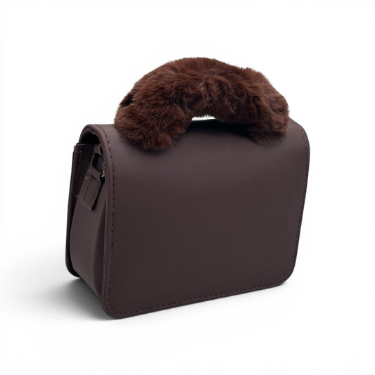 Noor Blossom Fur Handle Leather Bag for Women