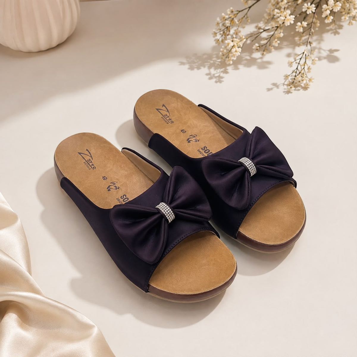 Ladies Soft Sole Slippers – Purple Upper