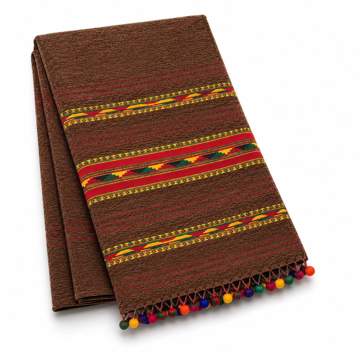 Brown Velvet Tri-Border Shawl
