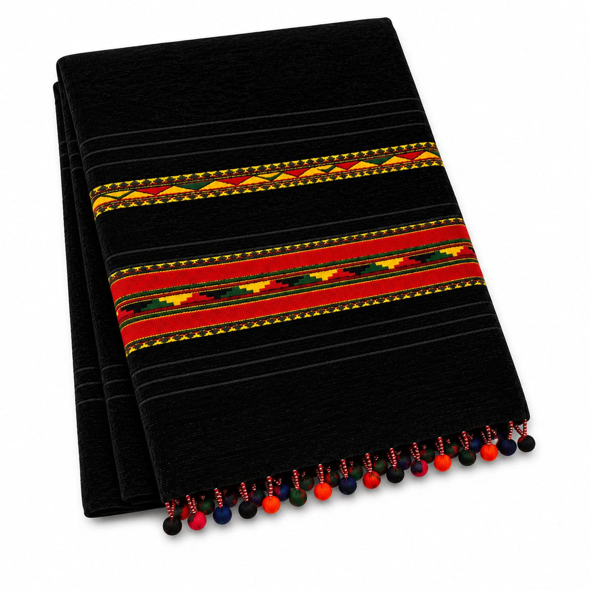 Black Velvet Tri-Border Shawl