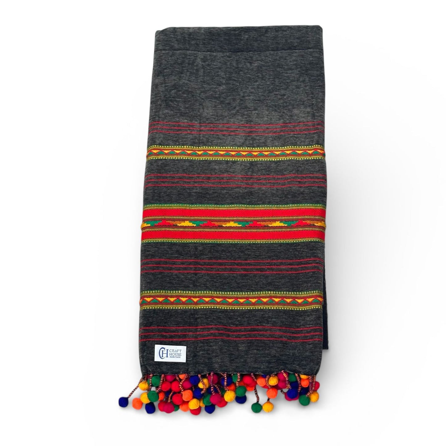 Handmade Winter shawl for Men tri border balls shawl