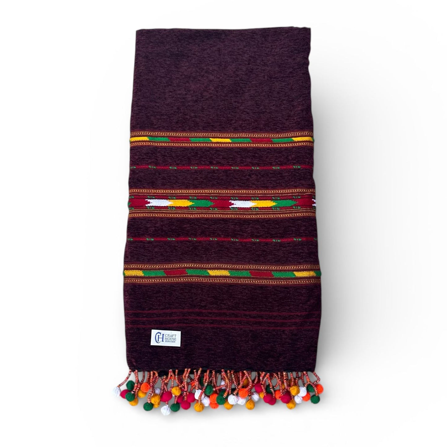 Handmade Winter shawl for Men tri border balls shawl