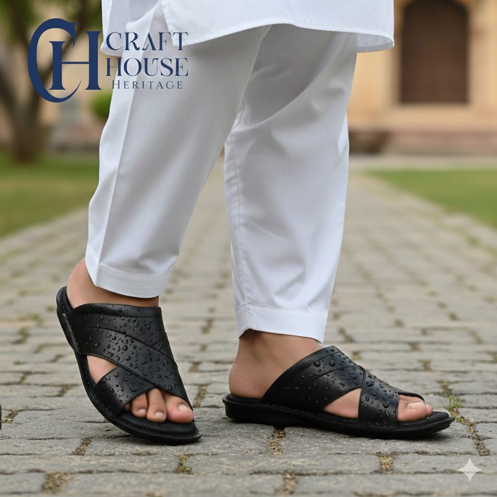 Handmade Soft Slippers best option for Diabetic Patients - Black D3