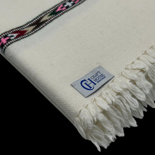 Pure Wool Handmade Swat Islampur Khaddi Shawl for Men – Classic Off White